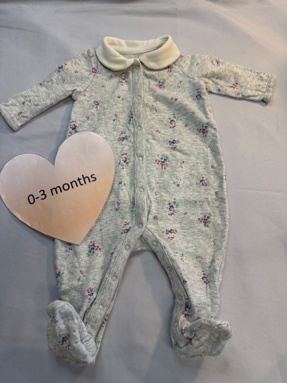 GAP Baby - Gray Floral Kids Footie Romper Sleeper